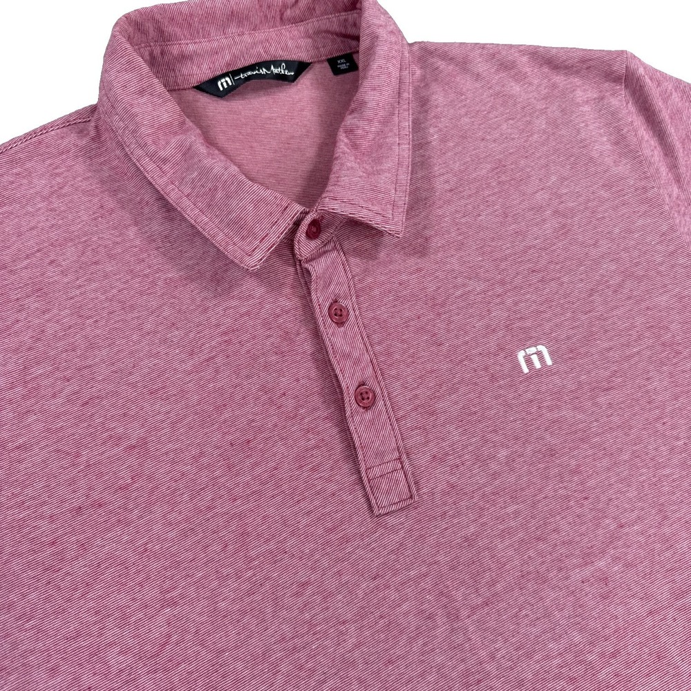 Travis Mathew Polo Shirt Mens  XXL Heather Red  Pink Golf Performance Outdoor